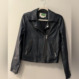 Anthropologie Dark blue vegan  Leather Jacket